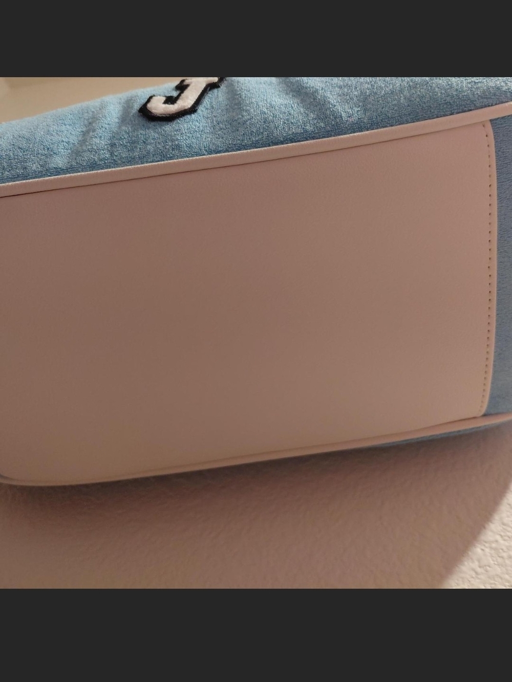 Juicy Couture Light Blue Tote with White Trim and Embroidered Patches - Picture 4 of 4